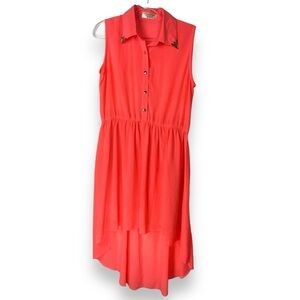 Vintage Dress Western Neon High Low Cowgirl Orange Coral Shirt Fluorescent Sze L